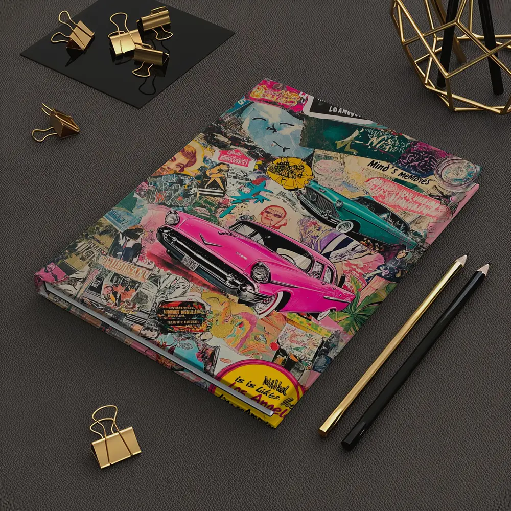 Los Angeles Pop Art Collage Pink Car – Notebooks