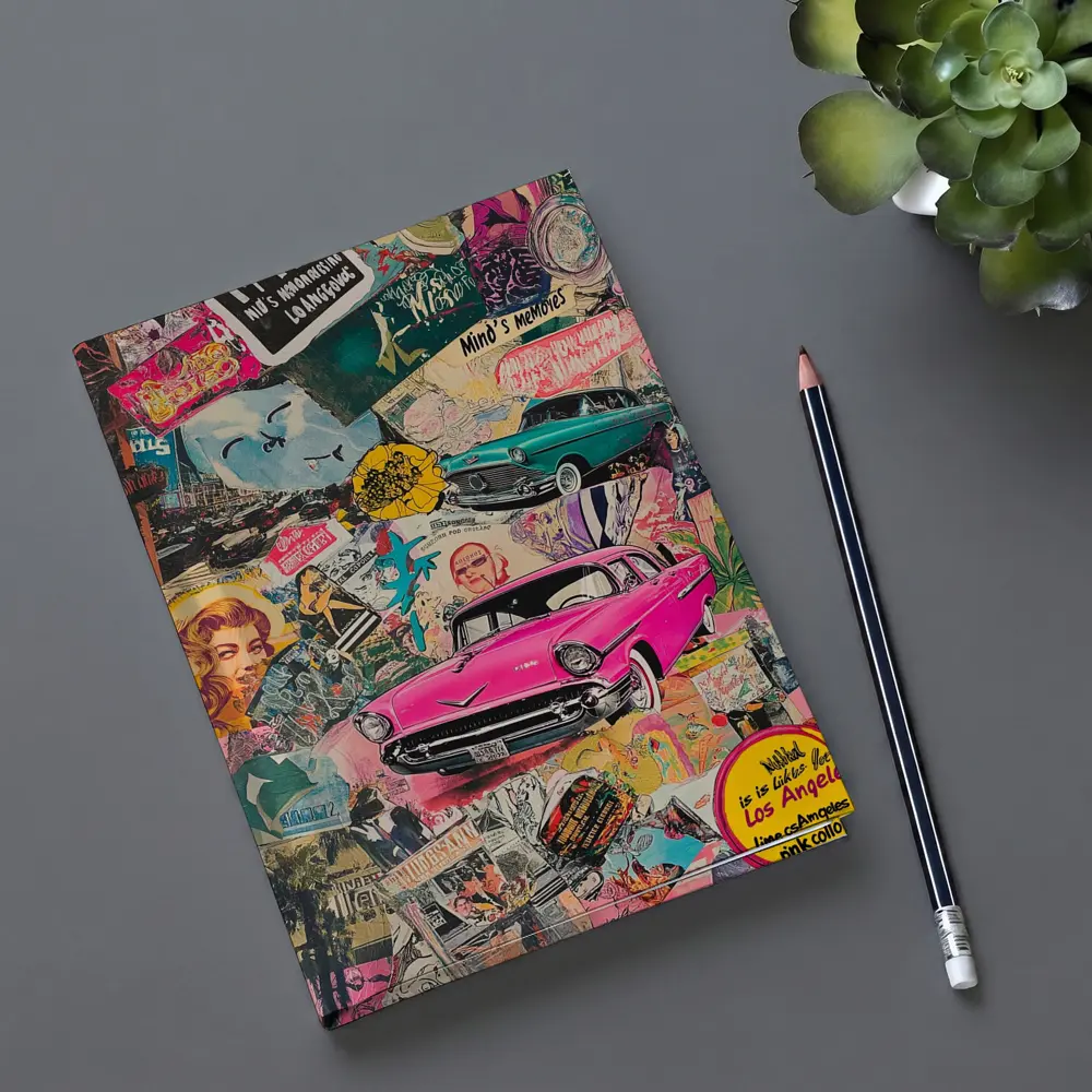 Los Angeles Pop Art Collage Pink Car – Notebooks