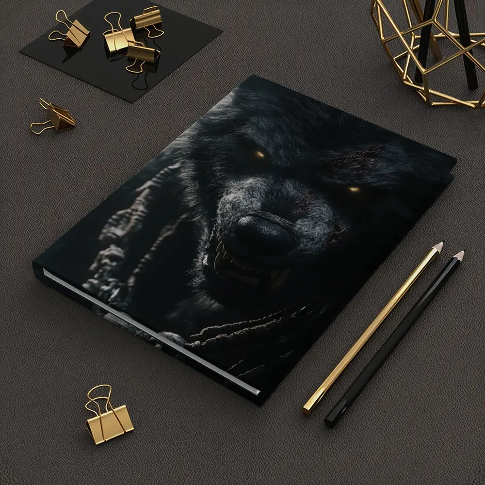 Dark Wolf Glowing Eyes Skull Necklace – Notebooks