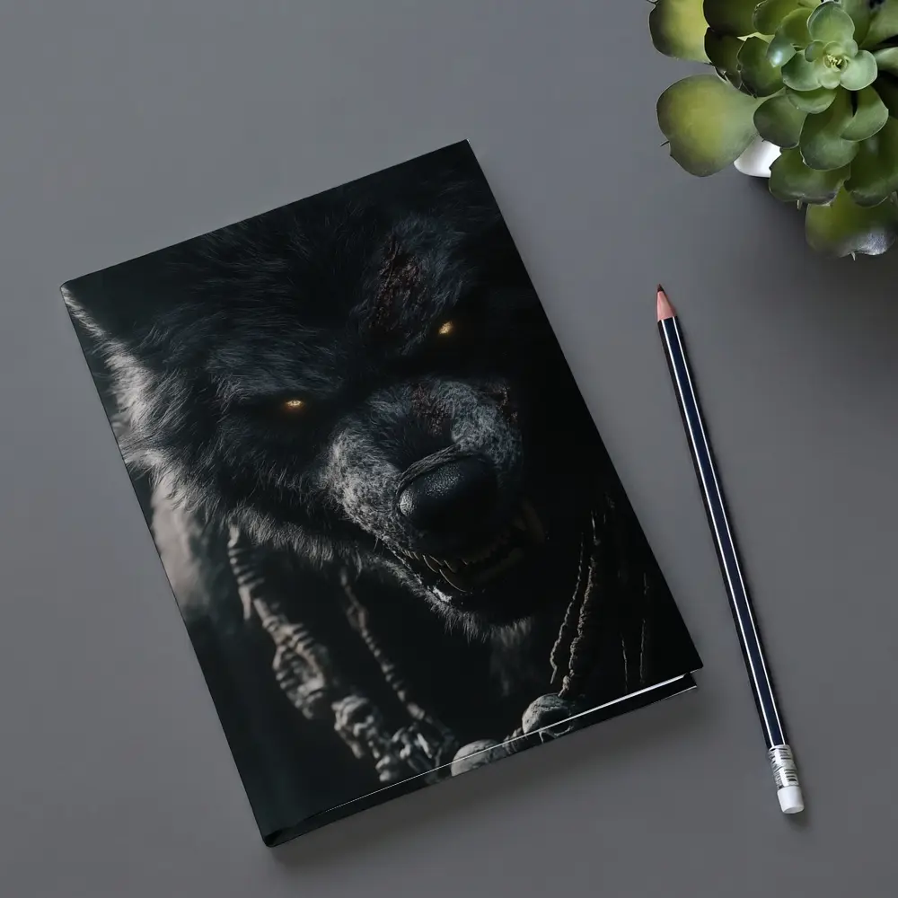 Dark Wolf Glowing Eyes Skull Necklace – Notebooks