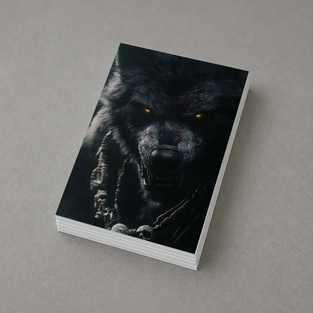 Dark Wolf Glowing Eyes Skull Necklace – Postcards
