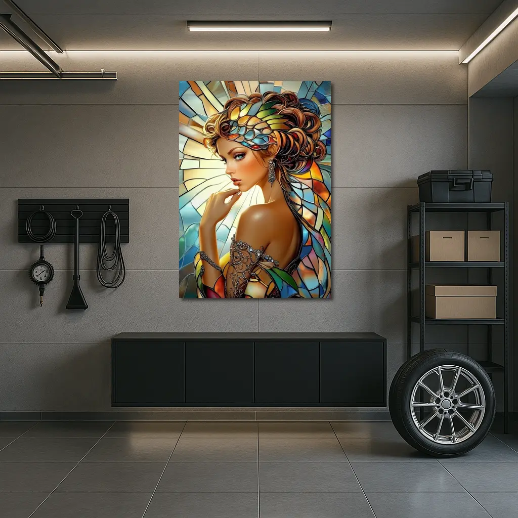 Stained Glass Woman Portrait Art Nouveau Style – Wall Art
