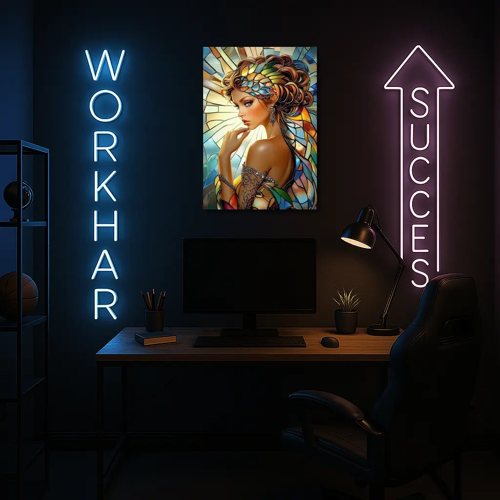 Stained Glass Woman Portrait Art Nouveau Style – Wall Art