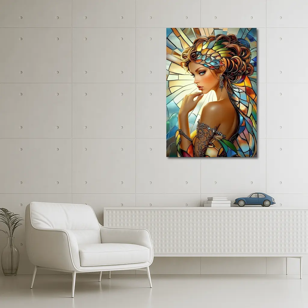 Stained Glass Woman Portrait Art Nouveau Style – Wall Art