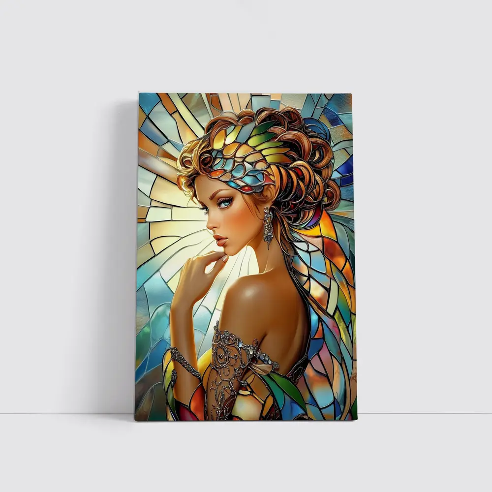 Stained Glass Woman Portrait Art Nouveau Style – Wall Art