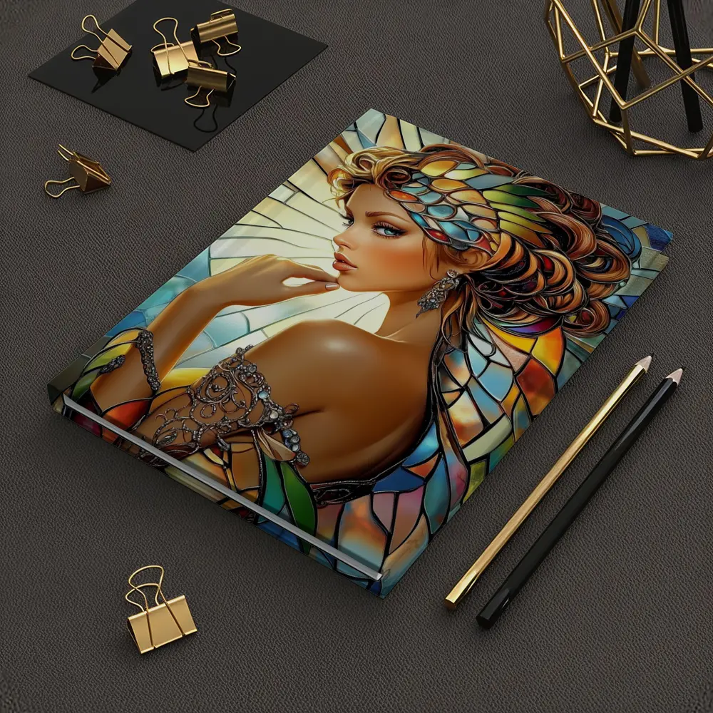 Stained Glass Woman Portrait Art Nouveau Style – Notebooks
