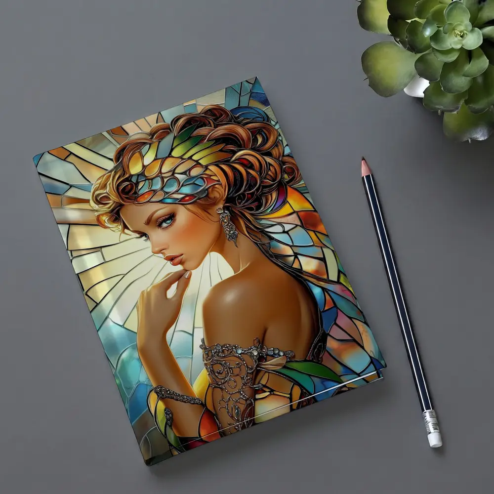 Stained Glass Woman Portrait Art Nouveau Style – Notebooks