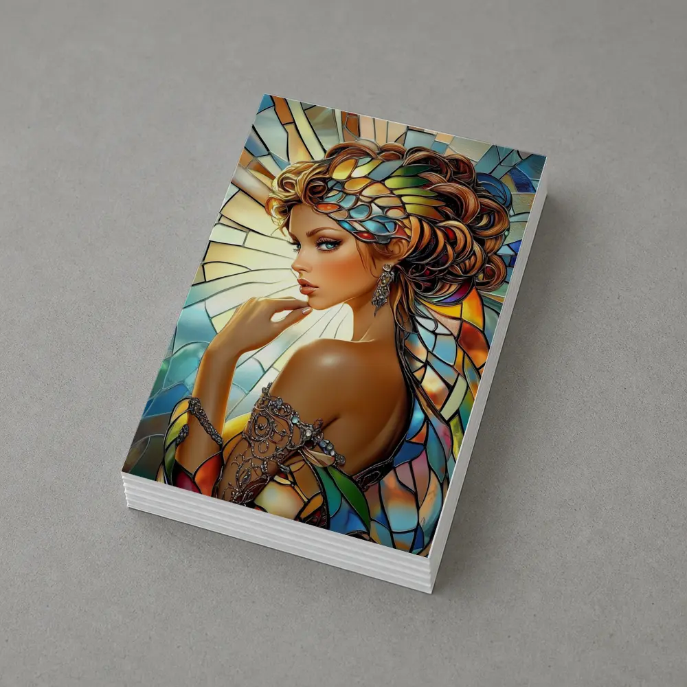 Stained Glass Woman Portrait Art Nouveau Style – Postcards
