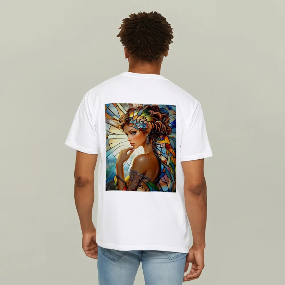 Stained Glass Woman Portrait Art Nouveau Style – T-Shirts