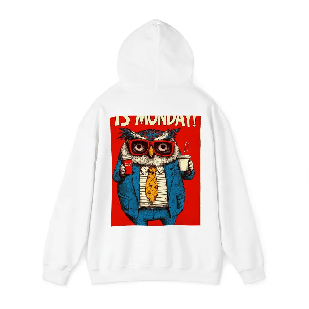 Grumpy Owl Monday Coffee Red Background – Hoodies