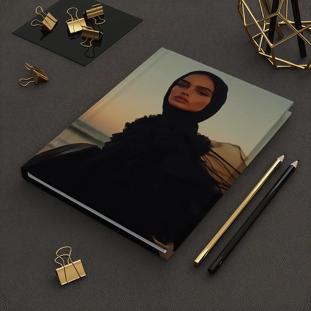 Woman in Black Hijab Sunset Beach – Notebooks