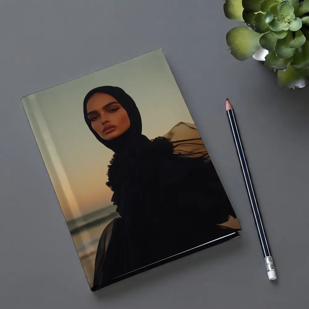 Woman in Black Hijab Sunset Beach – Notebooks