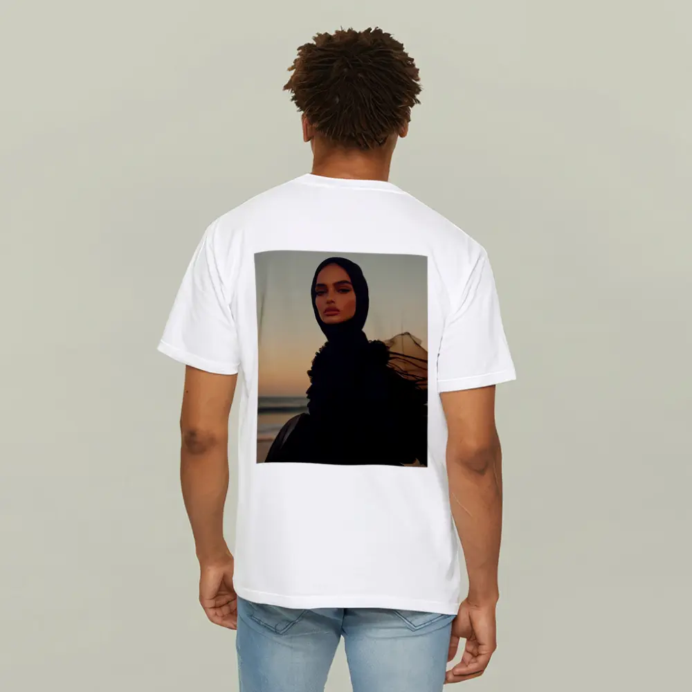 Woman in Black Hijab Sunset Beach – T-Shirts