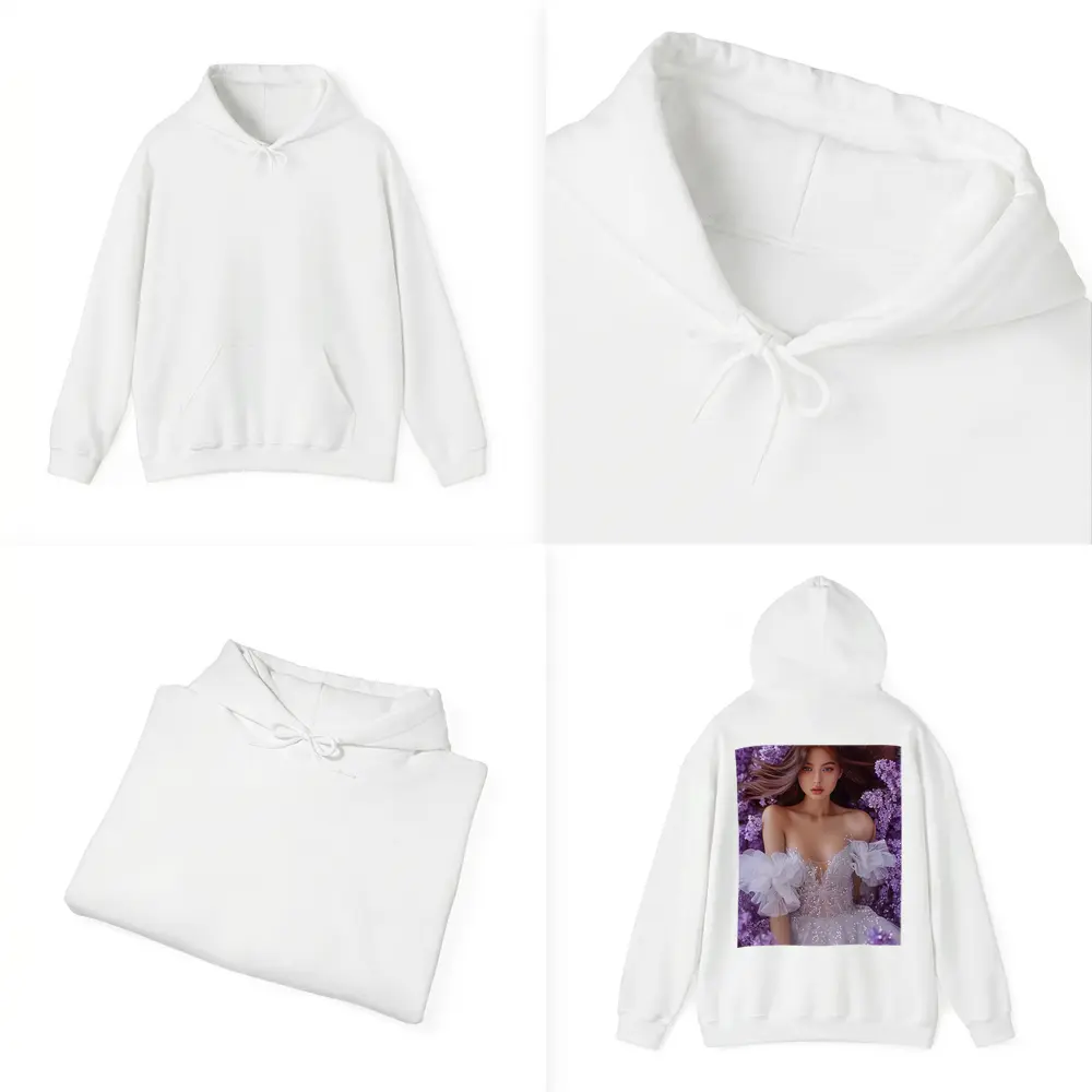 Woman White Gown Surrounded By Purple Flowers – Hoodies