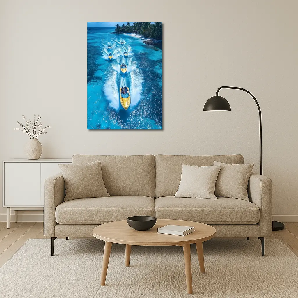 Speed Boats Racing Tropical Blue Ocean Waters – Wall Art