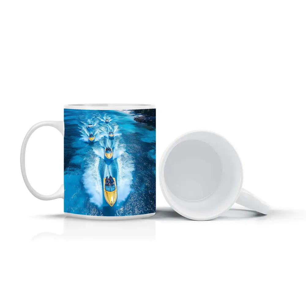 Speed Boats Racing Tropical Blue Ocean Waters – Mugs
