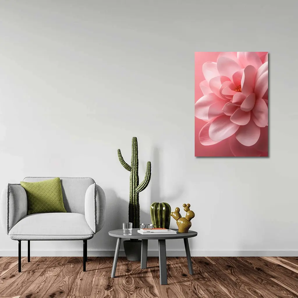 Pink Dahlia Flower Soft Pink Background – Wall Art