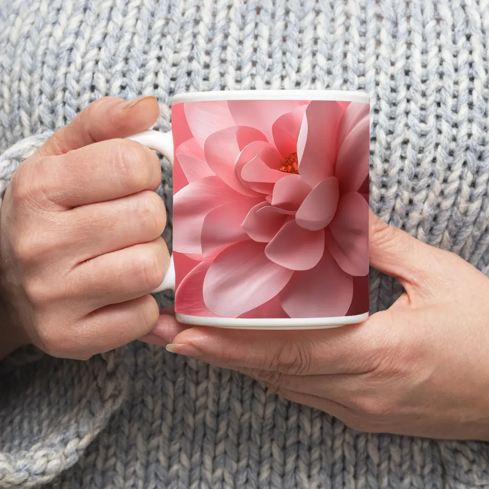 Pink Dahlia Flower Soft Pink Background – Mugs