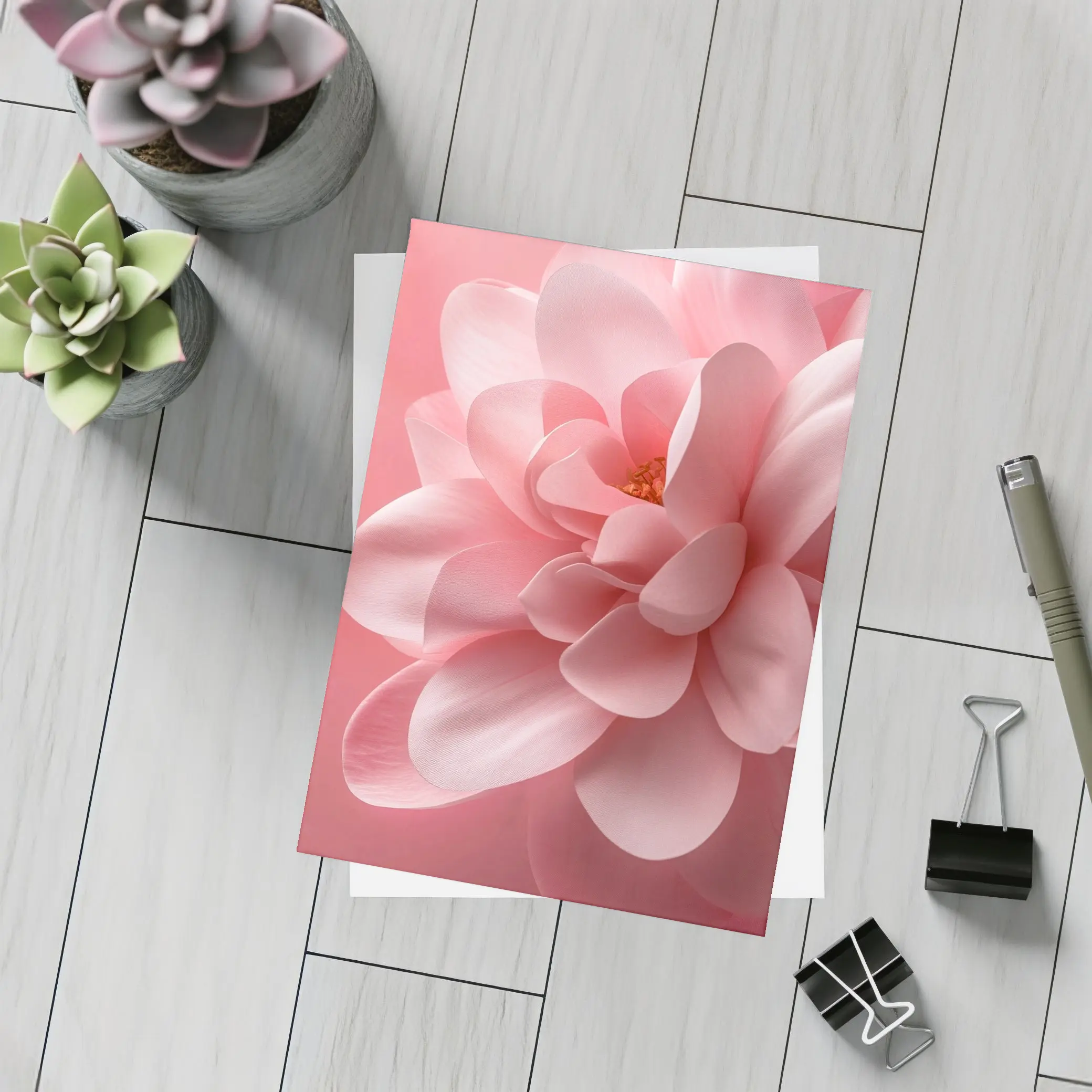 Pink Dahlia Flower Soft Pink Background – Postcards