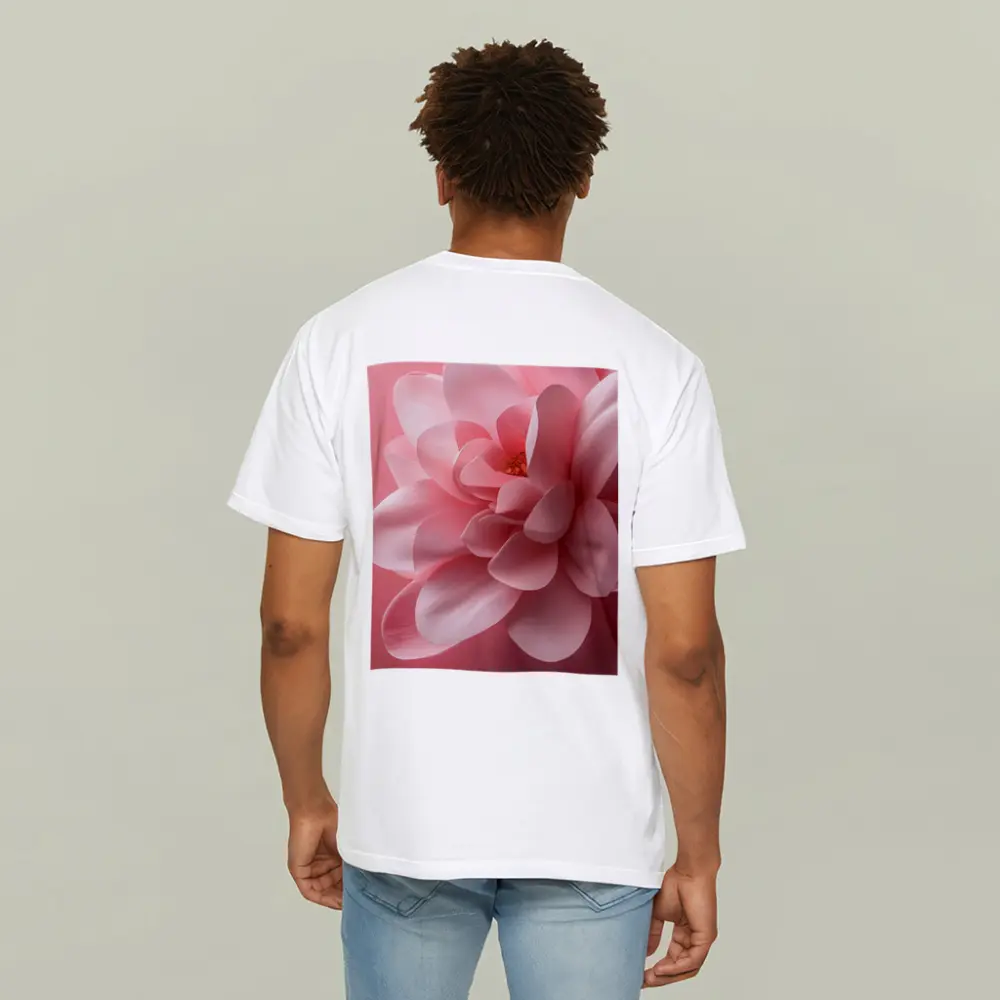 Pink Dahlia Flower Soft Pink Background – T-Shirts