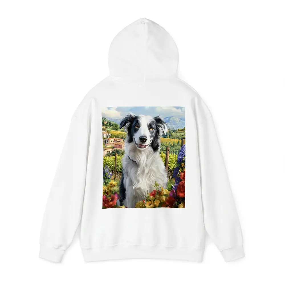 Border Collie Dog Tuscany Vineyard Flowers – Hoodies