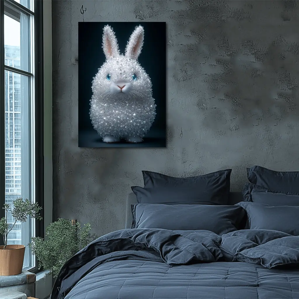 Crystal Diamond Bunny Rabbit Dark Background – Wall Art