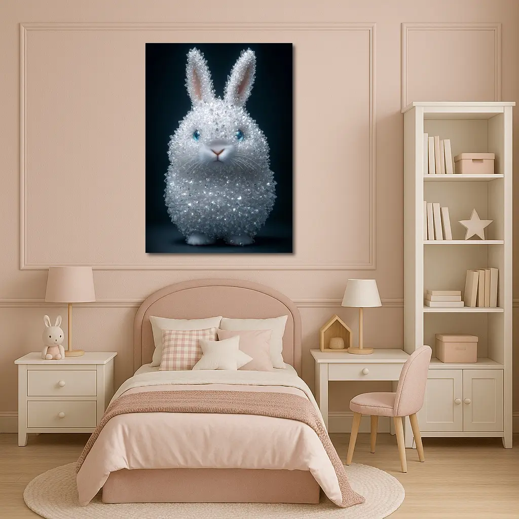 Crystal Diamond Bunny Rabbit Dark Background – Wall Art