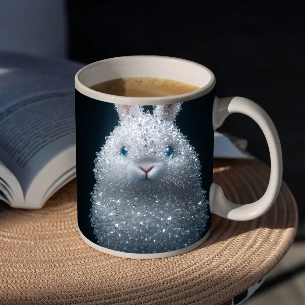Crystal Diamond Bunny Rabbit Dark Background – Mugs