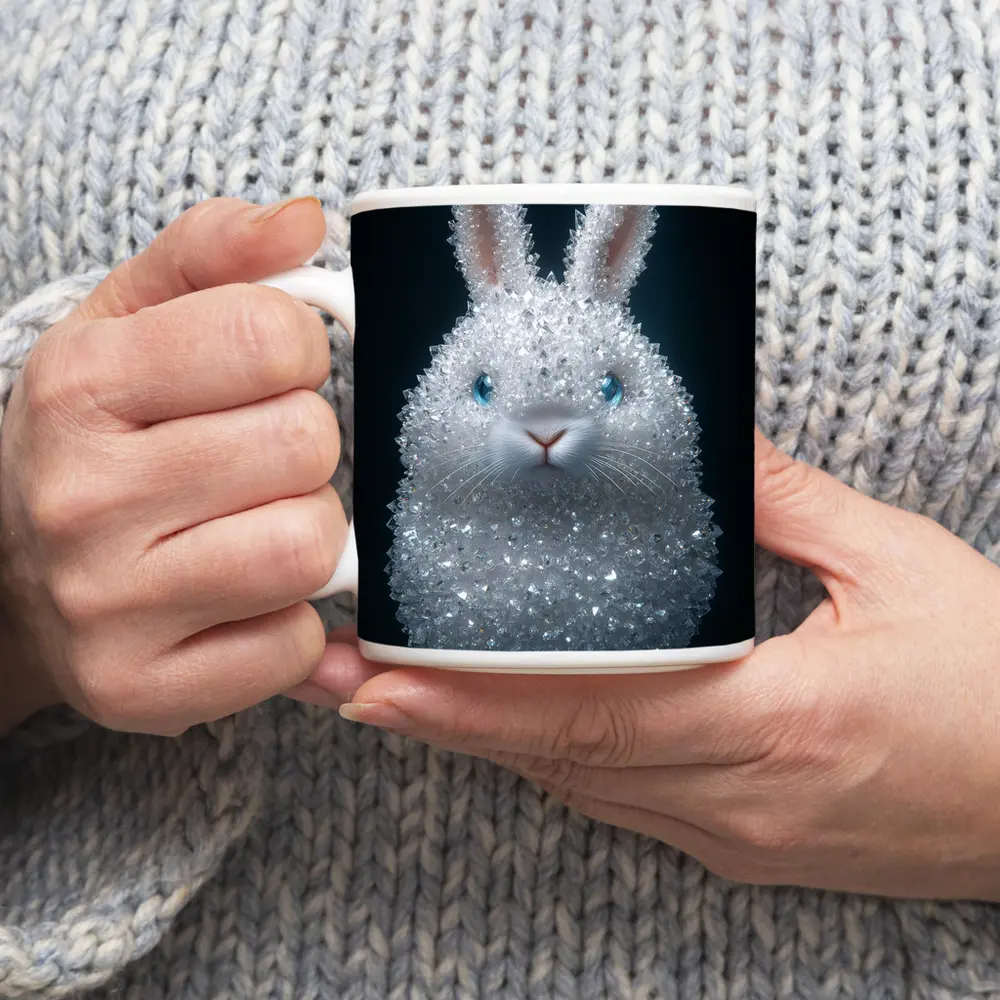 Crystal Diamond Bunny Rabbit Dark Background – Mugs