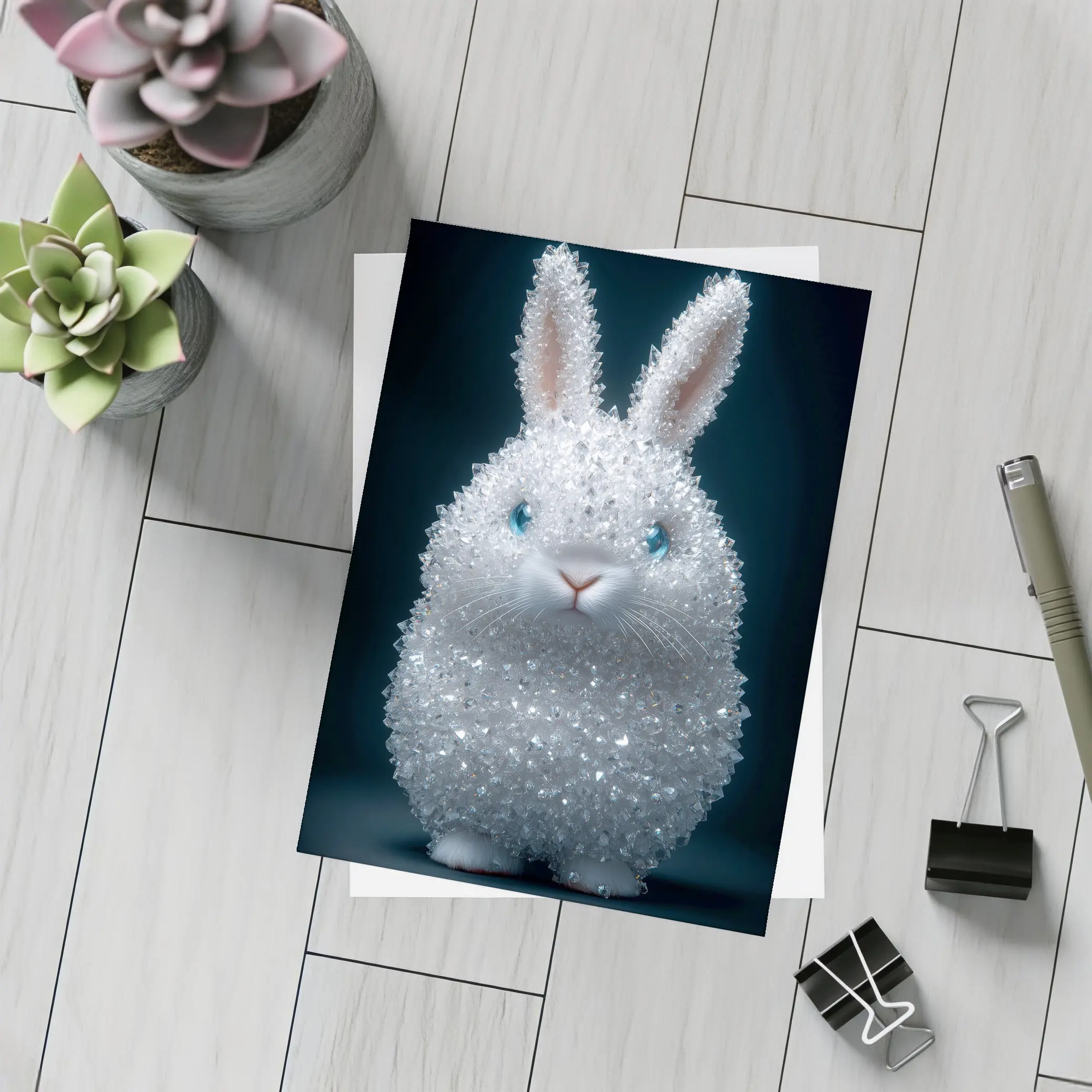 Crystal Diamond Bunny Rabbit Dark Background – Postcards