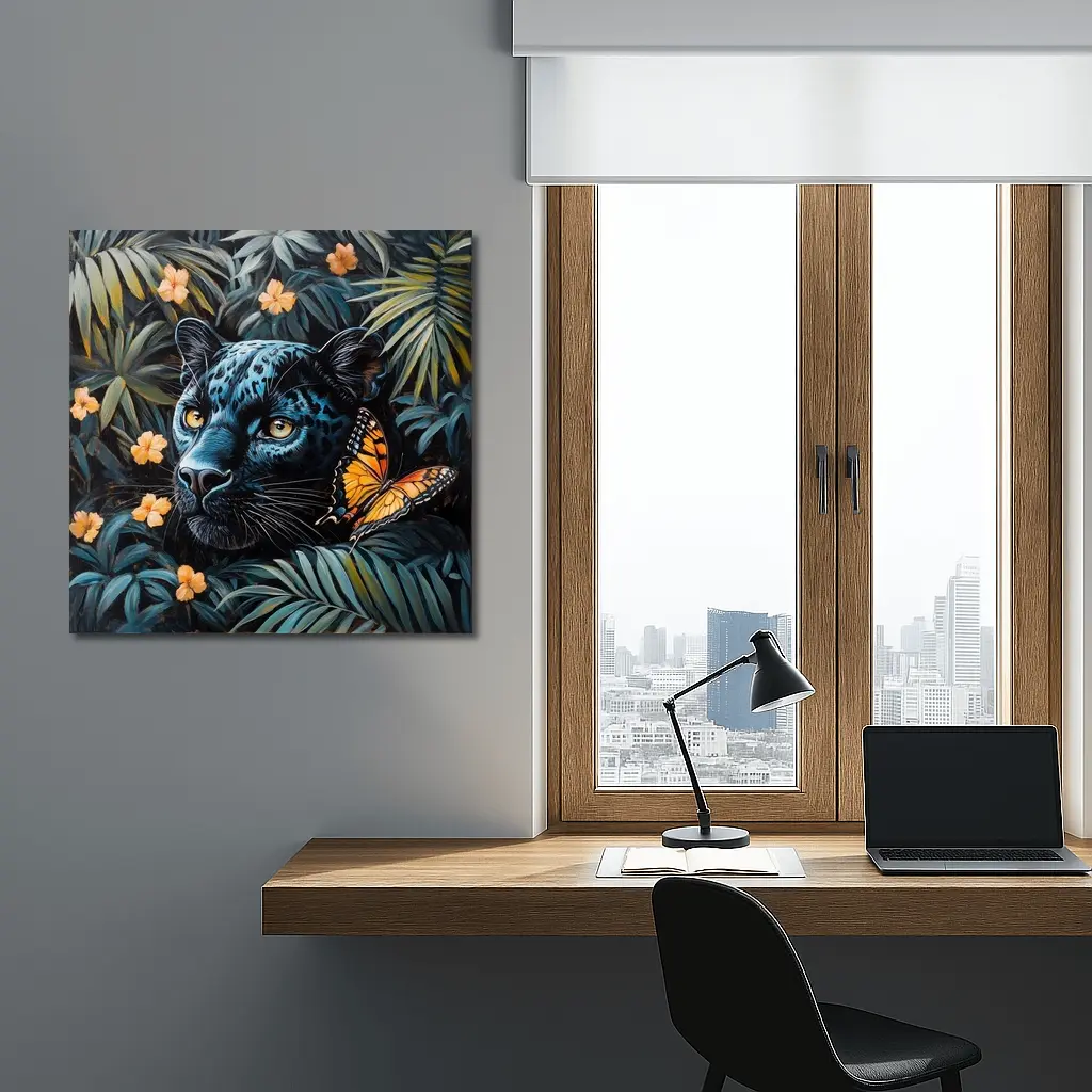 Black Panther Butterfly Tropical Jungle Painting – Wall Art