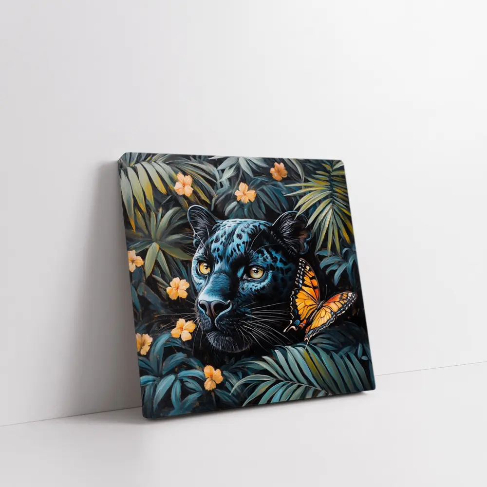 Black Panther Butterfly Tropical Jungle Painting – Wall Art