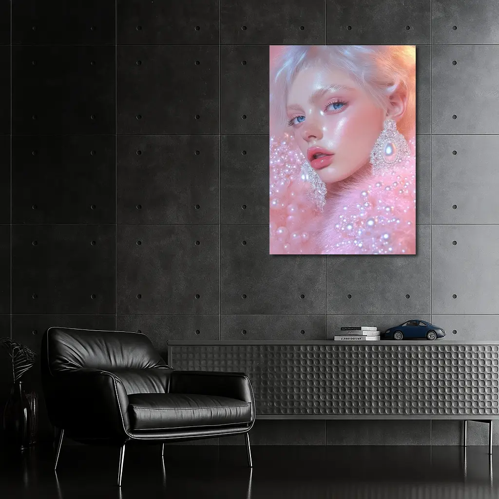 Ethereal Woman Portrait Pink Pearl Fantasy – Wall Art
