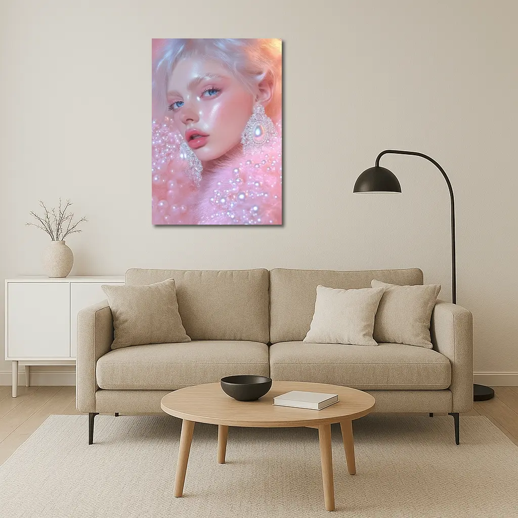 Ethereal Woman Portrait Pink Pearl Fantasy – Wall Art