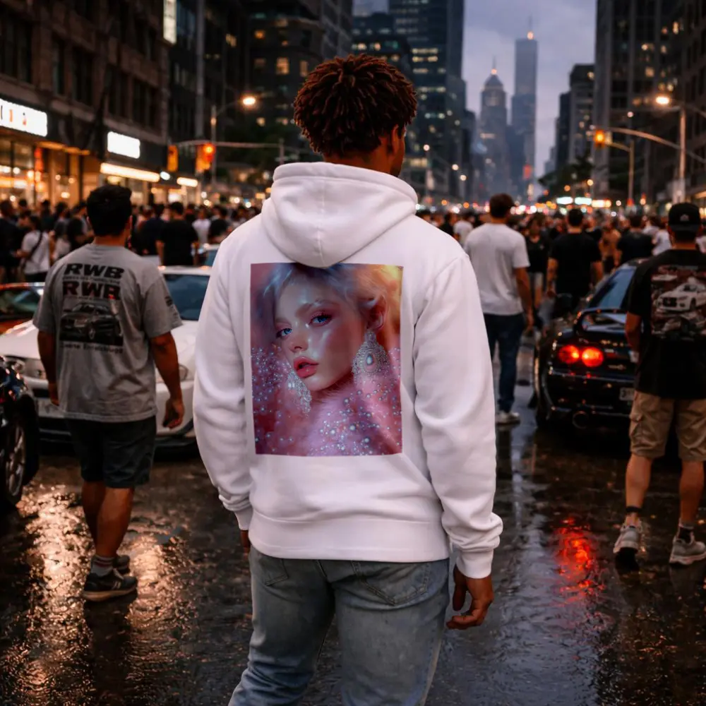 Ethereal Woman Portrait Pink Pearl Fantasy – Hoodies