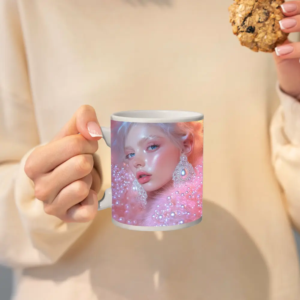 Ethereal Woman Portrait Pink Pearl Fantasy – Mugs