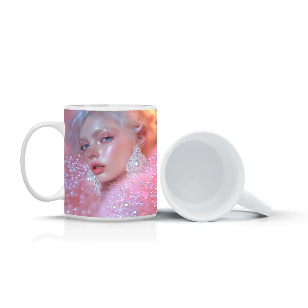 Ethereal Woman Portrait Pink Pearl Fantasy – Mugs