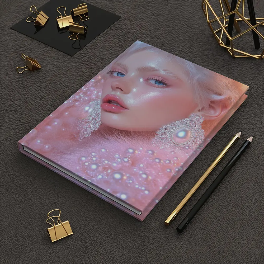 Ethereal Woman Portrait Pink Pearl Fantasy – Notebooks