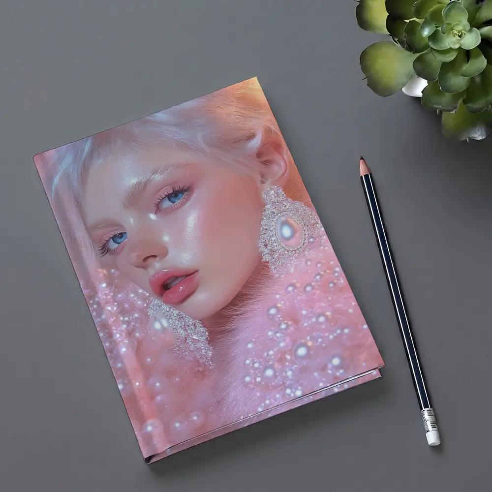 Ethereal Woman Portrait Pink Pearl Fantasy – Notebooks