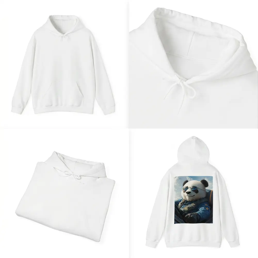 Cool Panda Pilot Flying Fighter Jet Sky – Hoodies