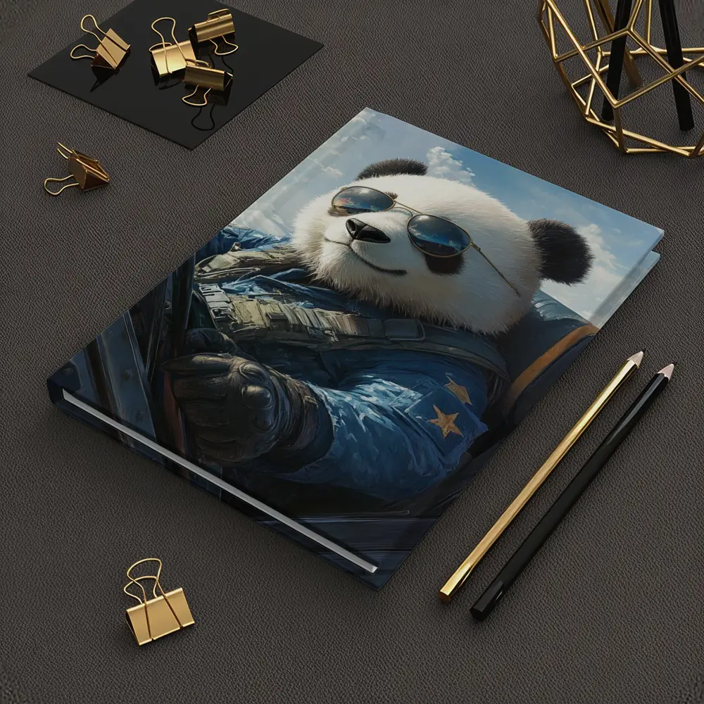 Cool Panda Pilot Flying Fighter Jet Sky – Notebooks