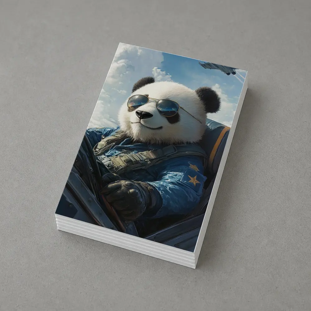 Cool Panda Pilot Flying Fighter Jet Sky – Postcards