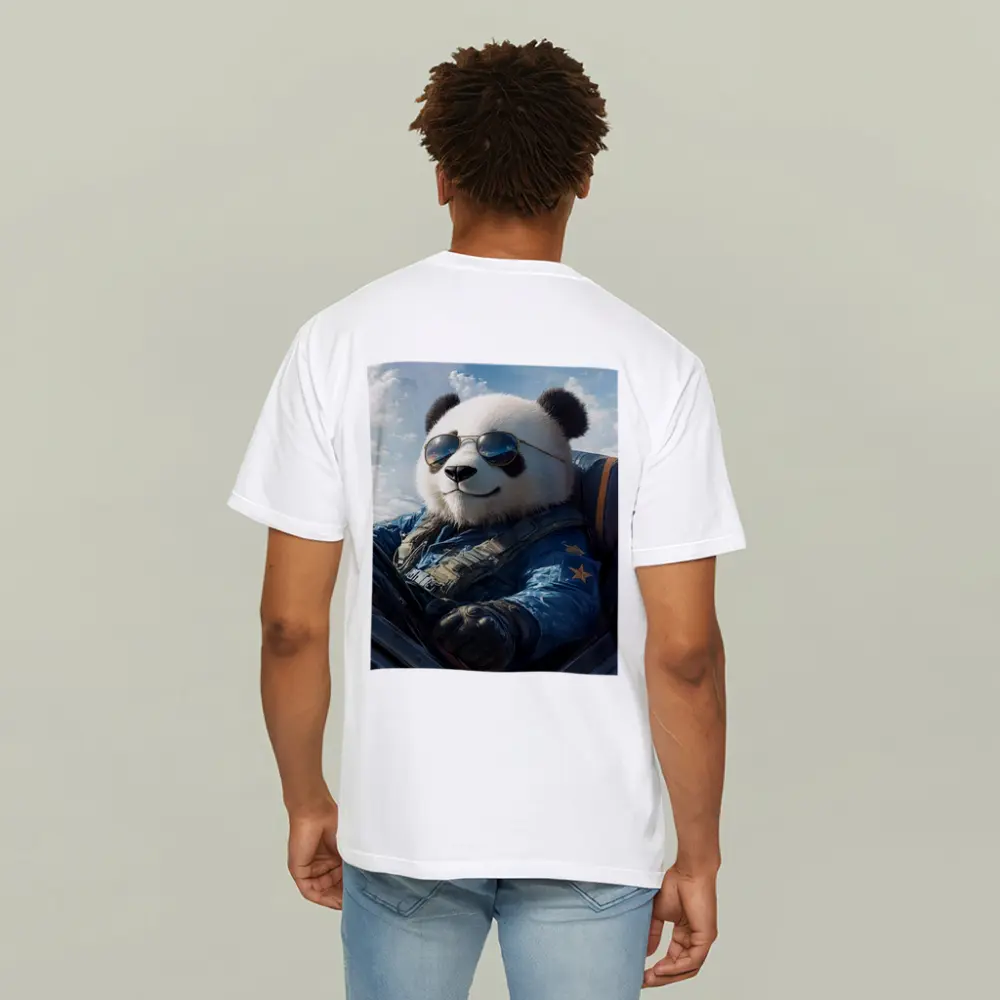 Cool Panda Pilot Flying Fighter Jet Sky – T-Shirts