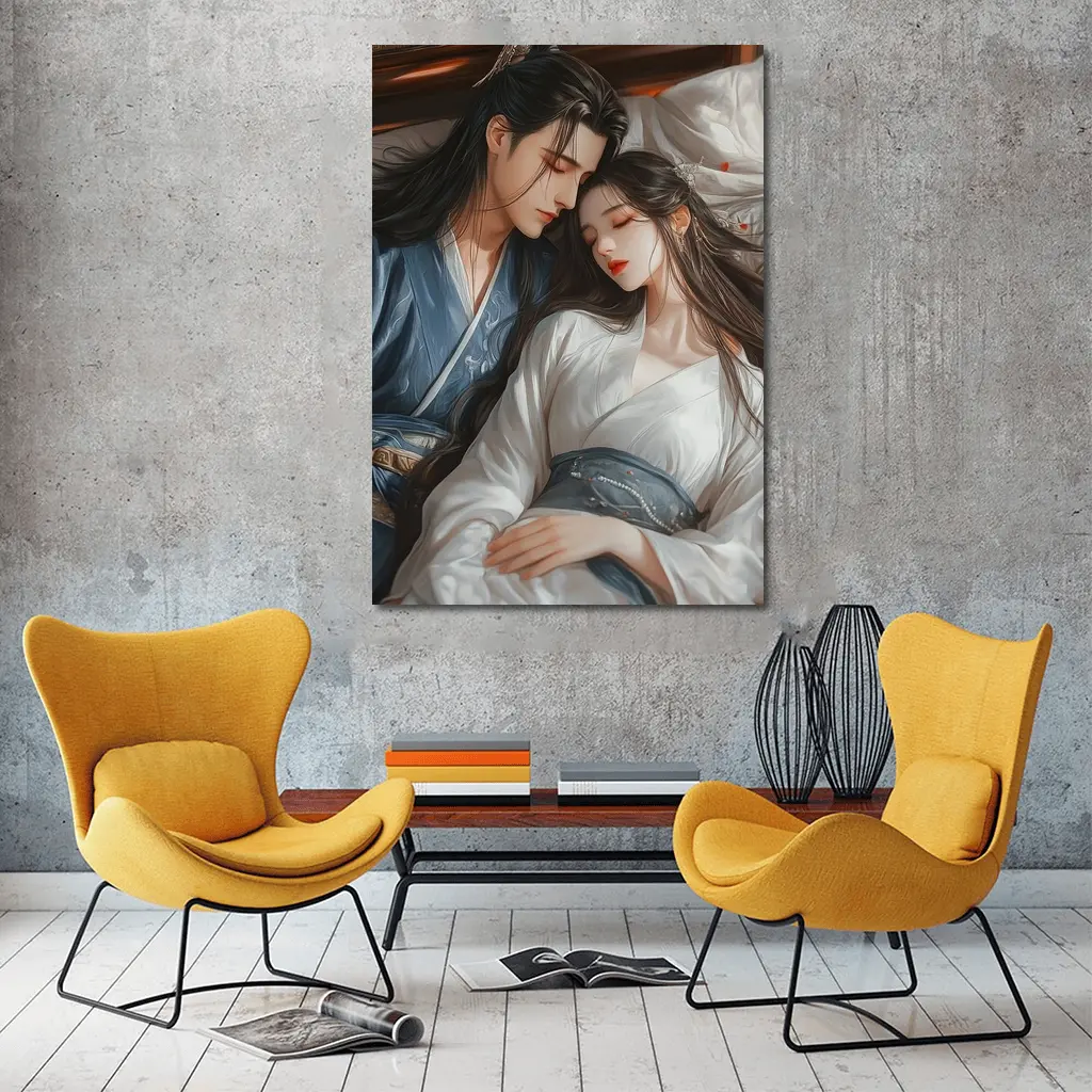 Chinese Anime Couple Romantic Traditional Hanfu Art – Wall Art