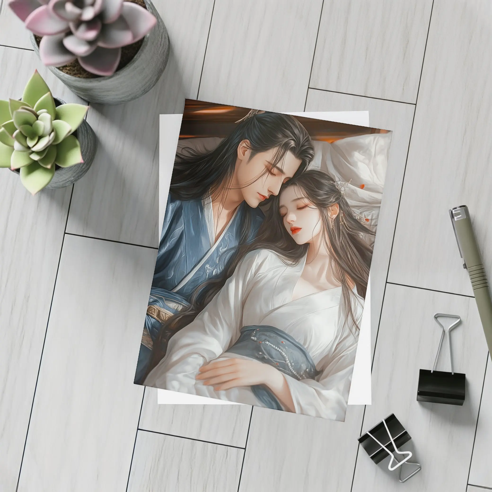 Chinese Anime Couple Romantic Traditional Hanfu Art – Postcards