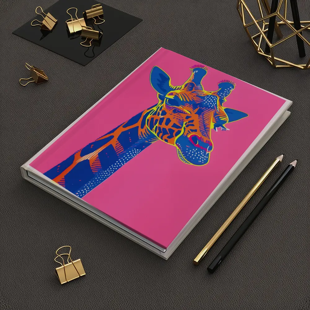 Pop Art Giraffe Portrait on Pink Background – Notebooks