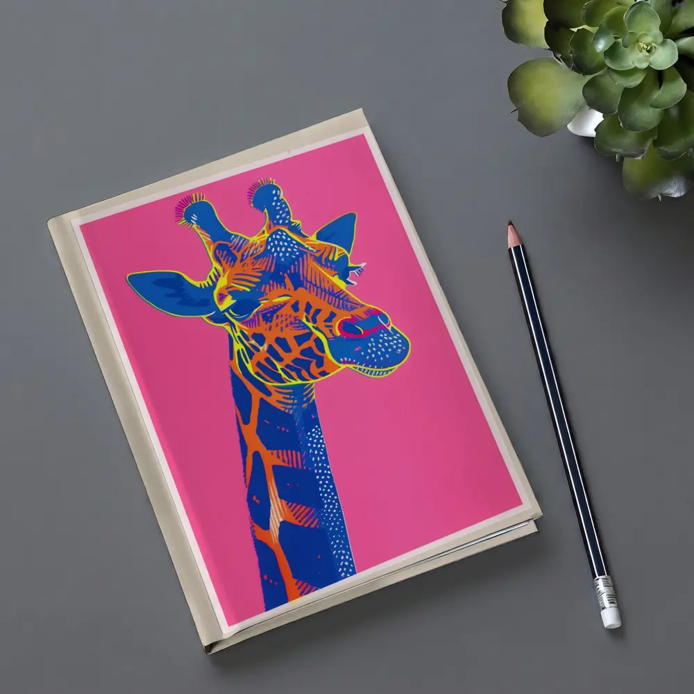 Pop Art Giraffe Portrait on Pink Background – Notebooks