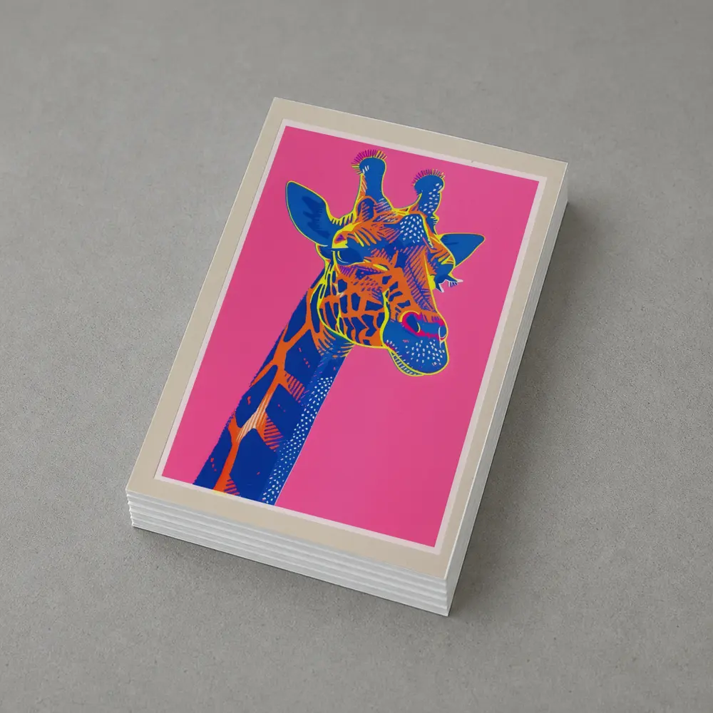Pop Art Giraffe Portrait on Pink Background – Postcards