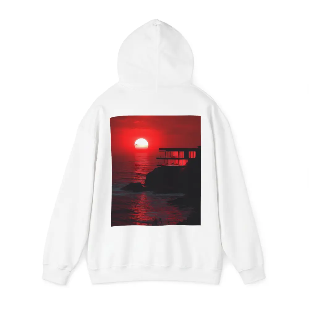 Modern Cliffside Villa Red Ocean Sunset – Hoodies