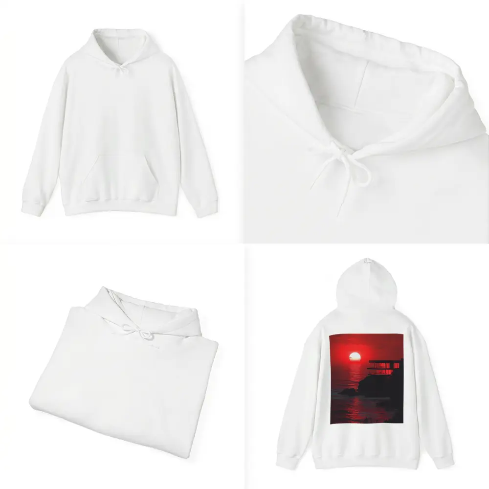 Modern Cliffside Villa Red Ocean Sunset – Hoodies